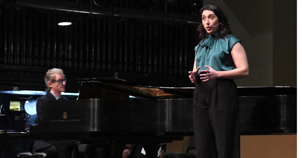 Calgary Opera performers  Alessia Vitali (singer) and Jonathan Brandani (pianist) perform before the announcement