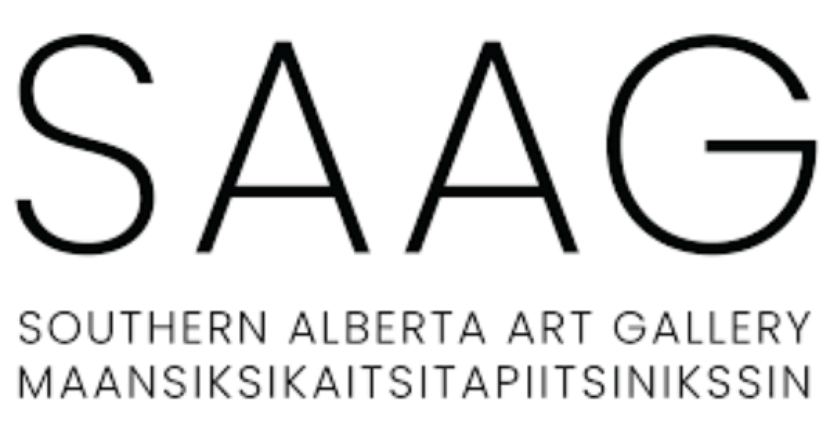 Text logo that says SAAG Southern Alberta Art Gallery Maansiksikaitsitapiitsinikssin