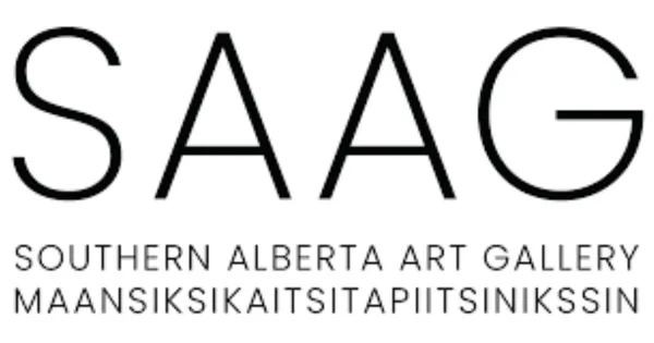 Text logo that says SAAG Southern Alberta Art Gallery Maansiksikaitsitapiitsinikssin