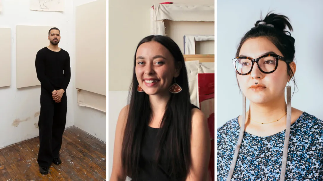 From left to right: Braxton Garneau, Kiona Callihoo Ligtvoet, and Kablusiak